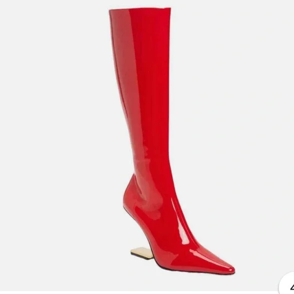 Jeffrey Campbell Glossy Red Heeled Boots - Picture 4 of 4